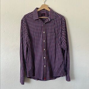 UNTUCKit Stuhlmuller Long Sleeve Checkered Button Down in Red White Blue Sz L